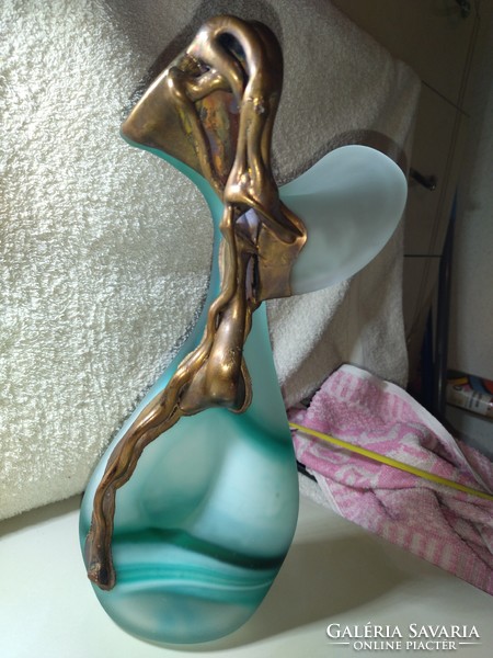 Beautiful pilip ravert art bronze and glass vase, 29 cm high