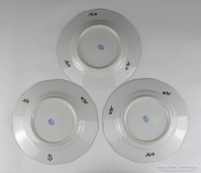 1Q893 Régi Viktória mintás Herendi porcelán süteményes tányér 3 darab