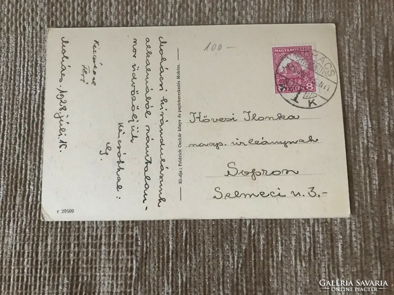 Régi,fekete-fehér képeslap 1928.-ból. Mohács II. Lajos király emlék a Cselepataknál.