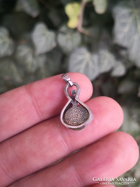 Real jade stone silver pendant