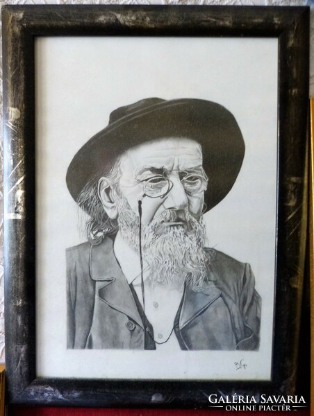 Portrait of Vilmos Zsolnay / ink drawing.