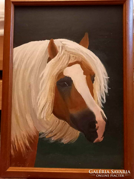 Horse portrait - framed acrylic painting