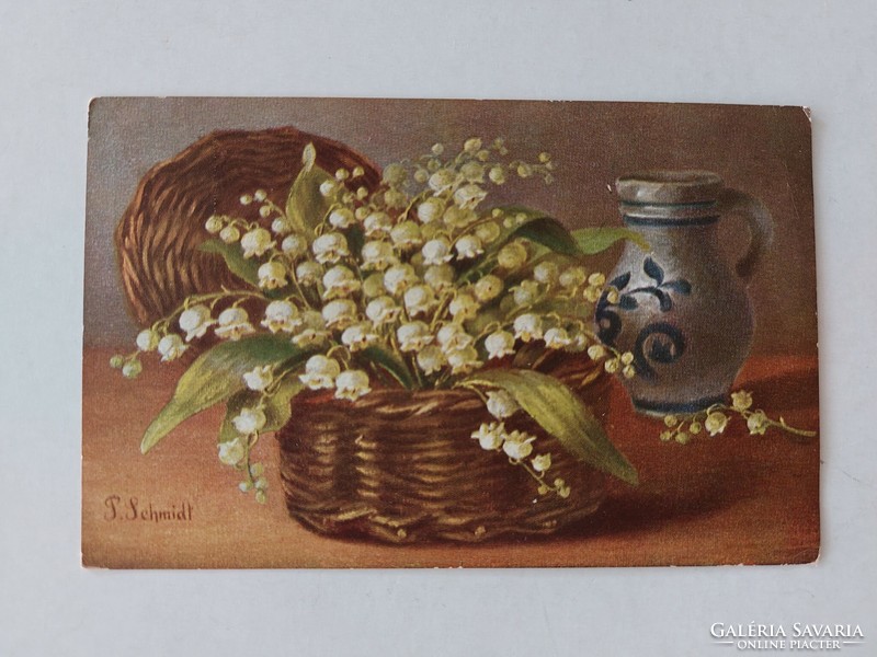 Old floral postcard lily of the valley still life p. Schmidt 1913