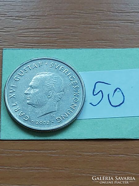 Sweden 1 kroner 2002 xvi. King Gustav Károly, copper-nickel 50