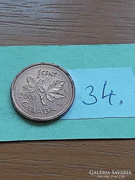 Canada 1 cent 2000 ii. Queen Elizabeth, zinc with copper coating 34