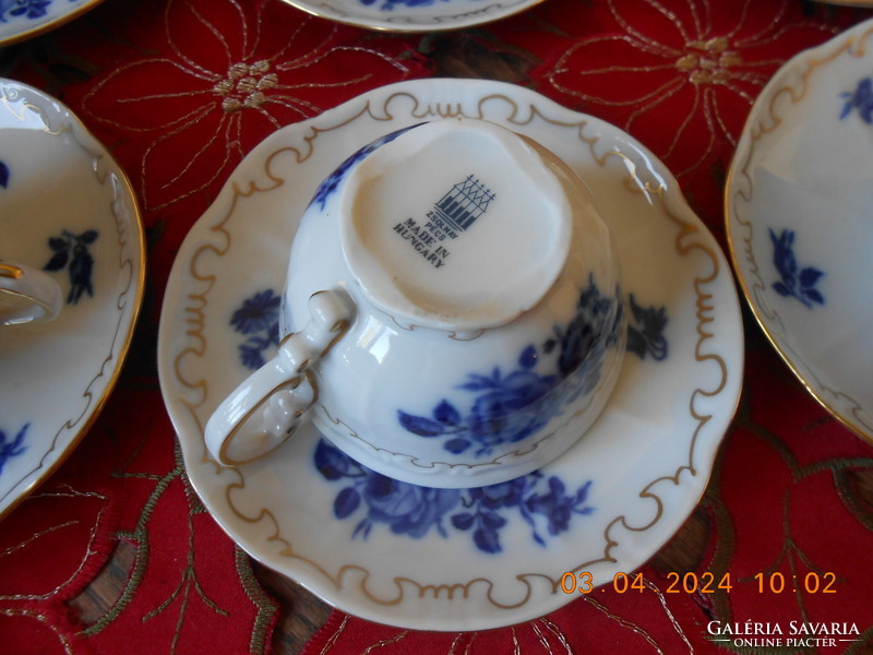 Zsolnay blue rose coffee cup