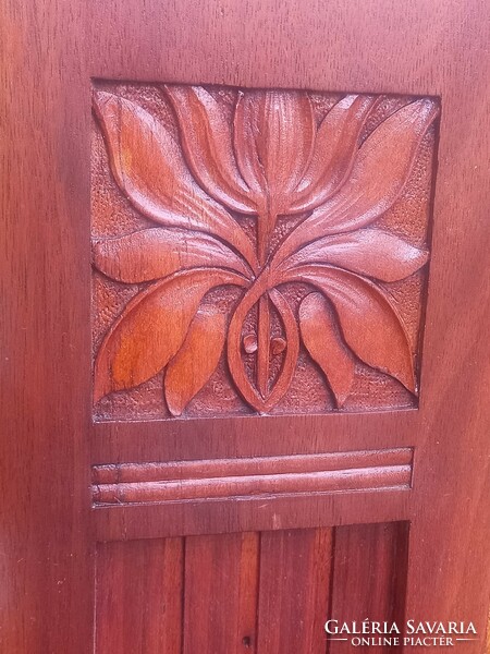 Hungarian Art Nouveau teak wood, Art Nouveau mirror frame with hand carving