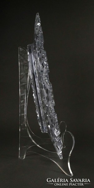 1Q783 Antik XIX. századi csiszolt kristály kínáló tál 28.5 cm