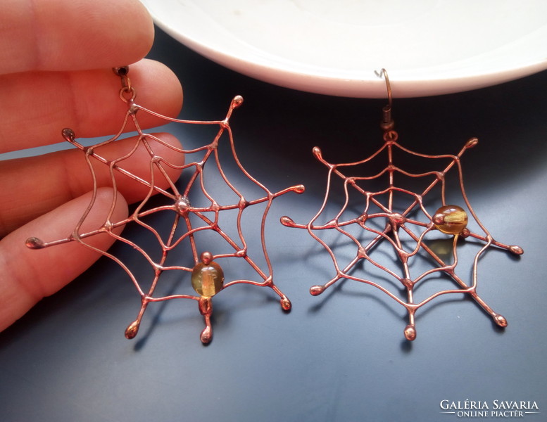 Special handmade earrings, spider web