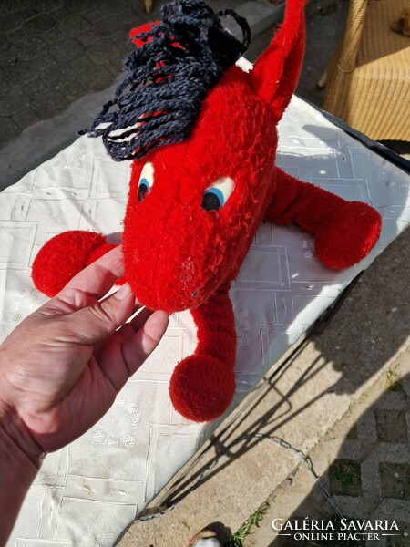 Very small lovely red horse with black mane retro plush