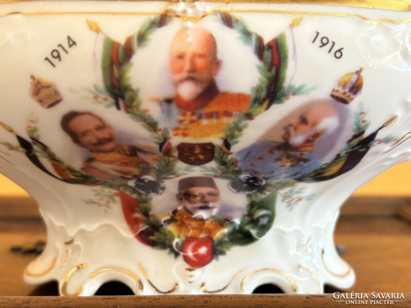1.World War II porcelain sauce bowl - József Ferenc, ii. William, i. Ferdinand, v. Mehmed, 1914 1916