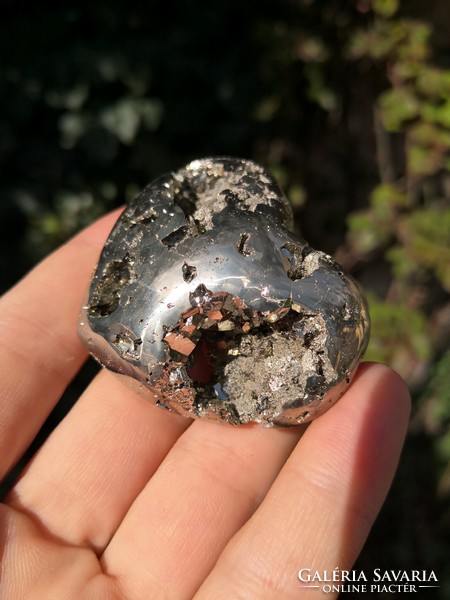 Beautiful pyrite heart, mineral crystal