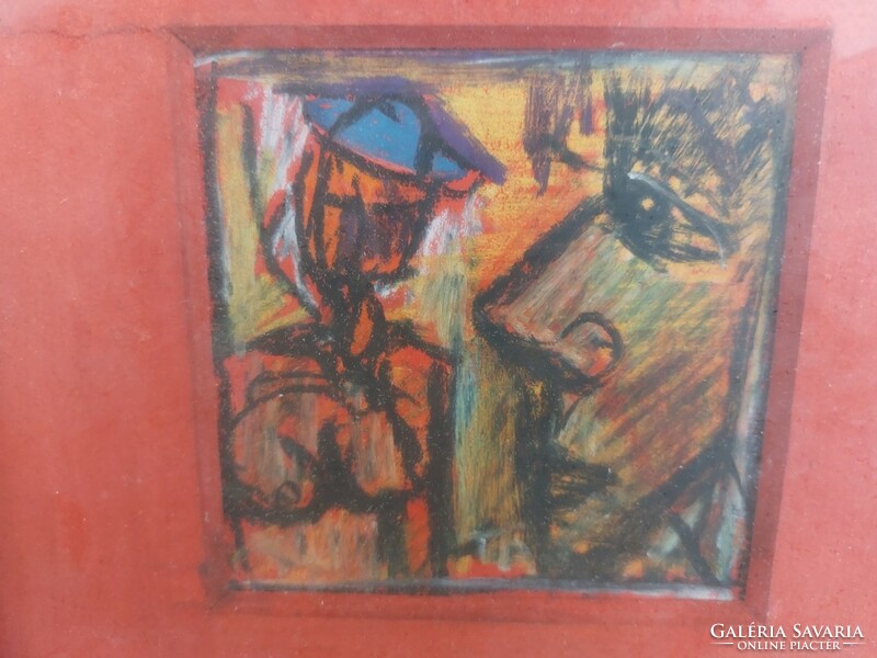 (K) small signed cubist picture with 23x23 cm frame