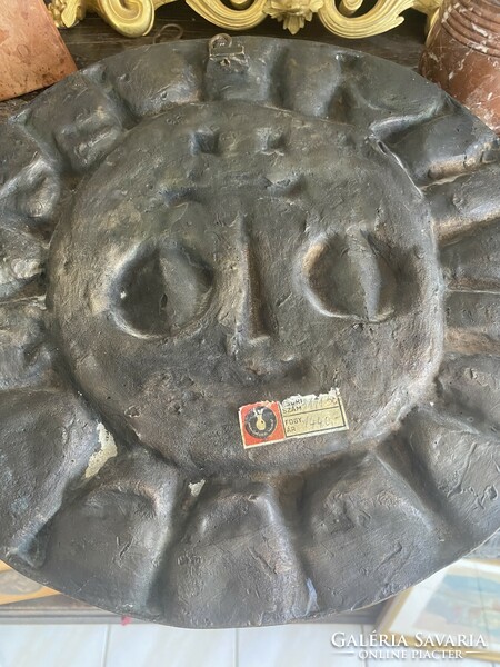 Sun disc bronze sculpture marked Otto Kopcsányi