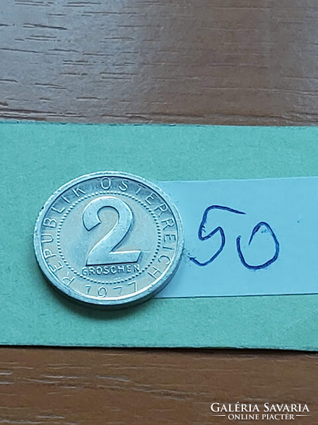 AUSZTRIA OSZTRÁK 2 GROSCHEN 1977  ALU. 50