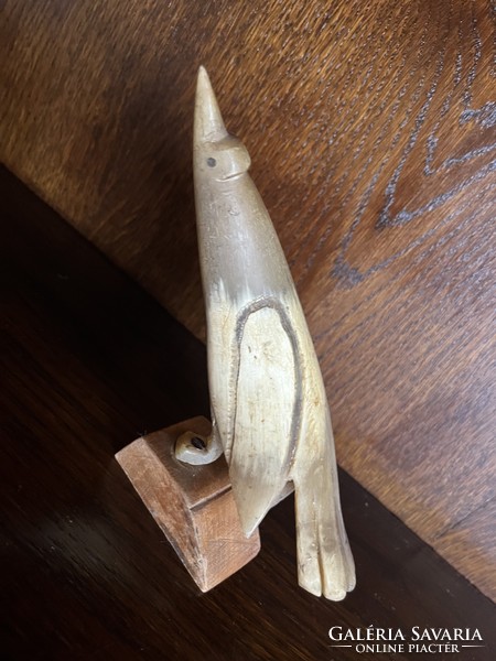 Bird carved from old cattle horn / Hornbill