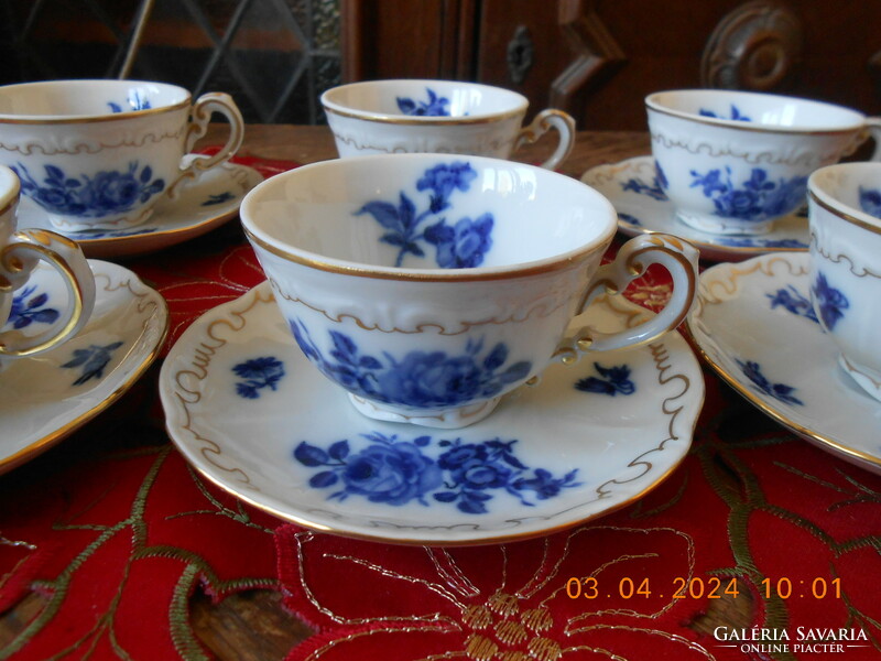 Zsolnay blue rose coffee cup