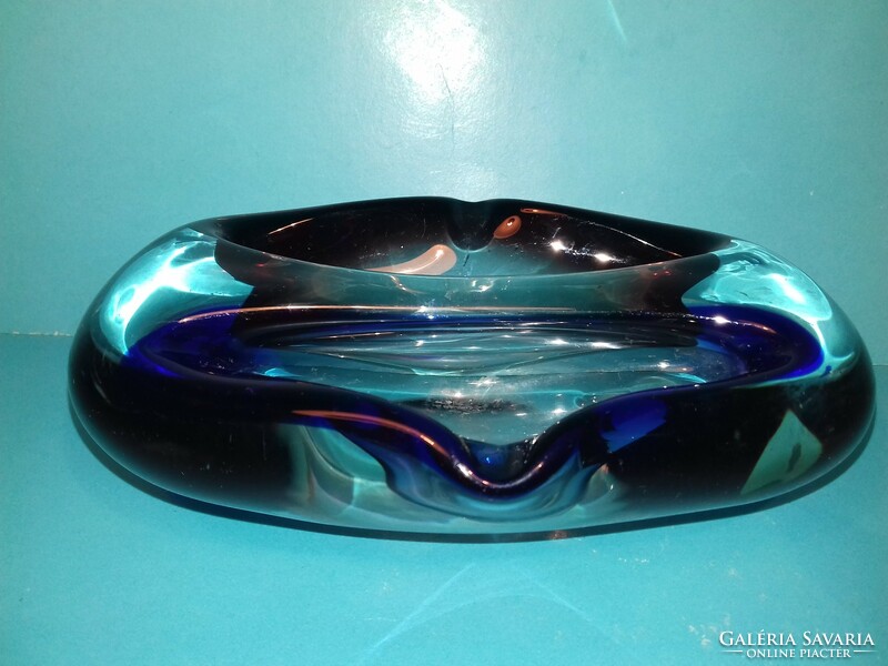 Vintage Czech thick-walled crystal glass ashtray ashtray