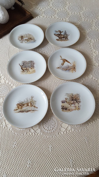 Rare lowland porcelain, forest animal small plate, cookie plate 6 pcs.