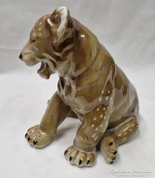 Old large lion cub German porcelain figure 16 cm.