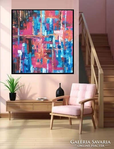 Modern painting by Kortás - in a black picture frame, balance