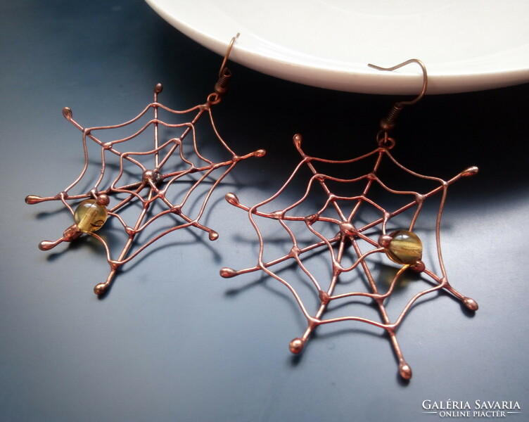 Special handmade earrings, spider web