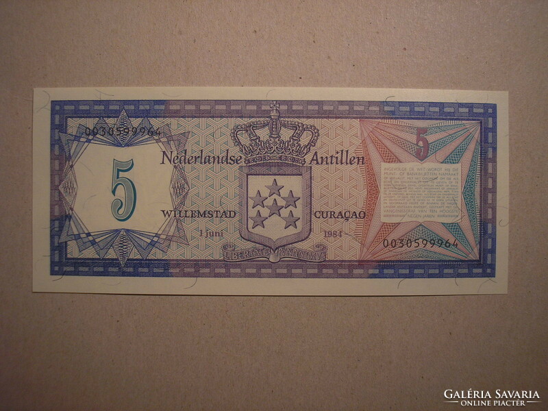 Holland Antillák - 5 Gulden 1984 UNC