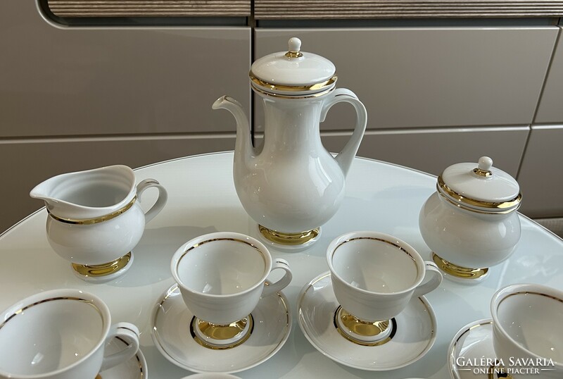 Hollóházi moonlight gold collection porcelain coffee set in original box