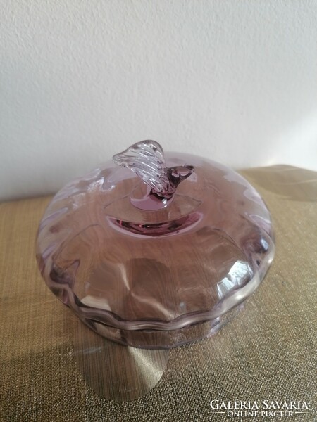 Halvány lila fedeles üveg nagyméretű bonbonier
