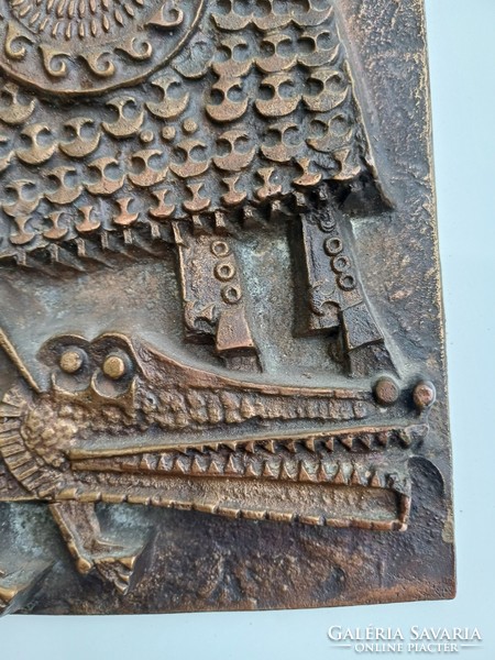 Ritka Kopcsányi Ottó bronz falirelief sárkányölő