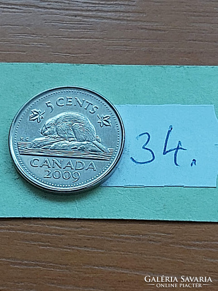 Canada 5 cents 2009 ii. Queen Elizabeth, nickel-plated steel 34