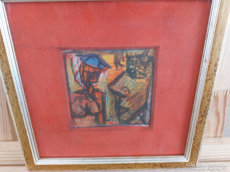 (K) small signed cubist picture with 23x23 cm frame