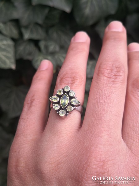 Beautiful silver ring with real olivine stone