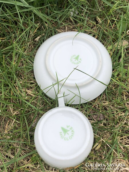 Hóllóháza flower pattern coffee cup and plate