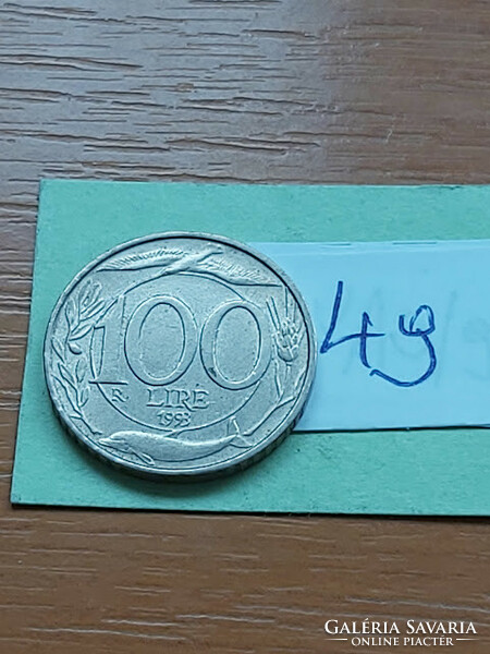 Italy 100 lira 1993, copper-nickel, dolphin 49