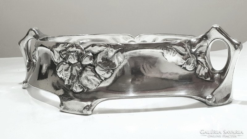 Art Nouveau silver-plated centerpiece with original glass insert