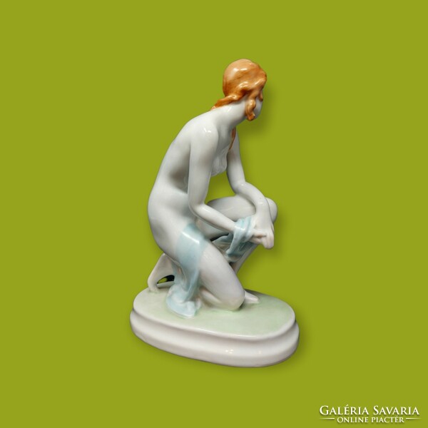 Zsolnay porcelain female kneeling nude figure