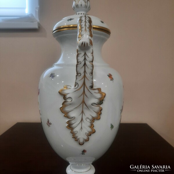 50 cm-es Herendi BHR mintás porcelán 2 füles dísz serleg váza