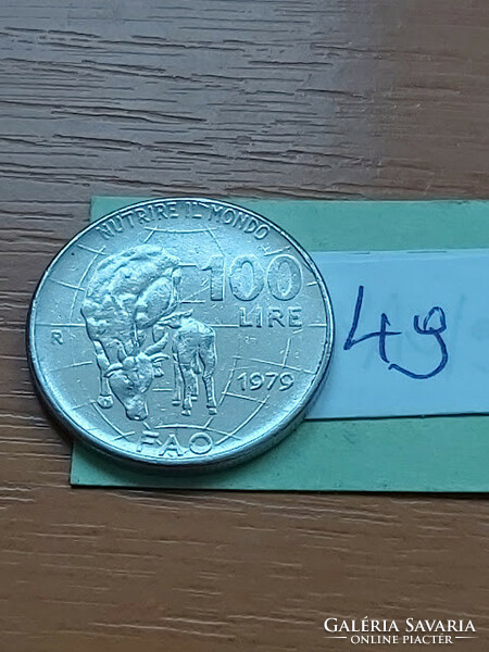 Italy 100 lira 1979 r, f.A.O. Cows, stainless steel 49