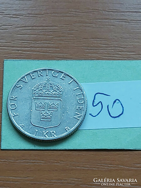 SVÉDORSZÁG 1 KORONA 2000 Réz-nikkel ötvözet,  XVI. Károly Gusztáv király  50