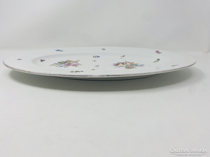 Antique Old Herend large roasting dish, serving plate, bouquet of flowers and butterfly with enamel