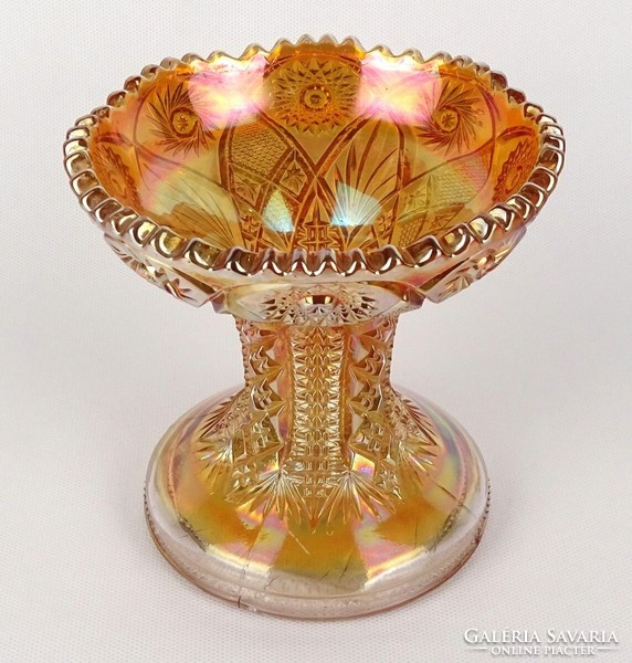 1Q781 old iridescent fenton carnival glass centerpiece offering 13.5 Cm