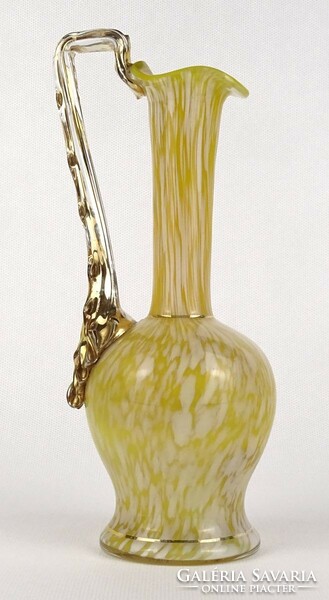 1Q776 antique Franz Welz colored blown Karlsbad glass carafe 20.5 Cm
