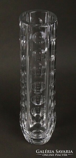 1Q782 Karel Wünsch überfang csiszolt üveg váza 25 cm