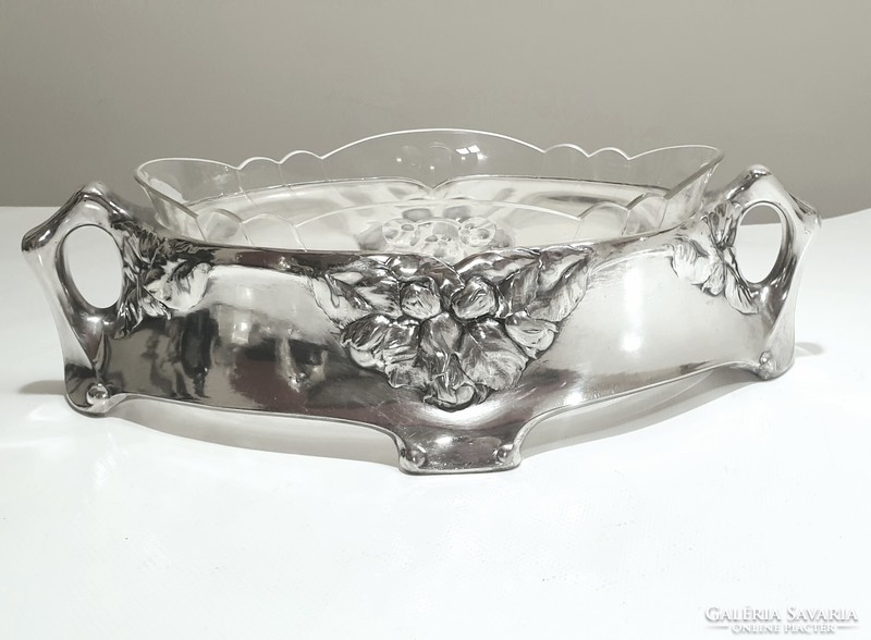 Art Nouveau silver-plated centerpiece with original glass insert