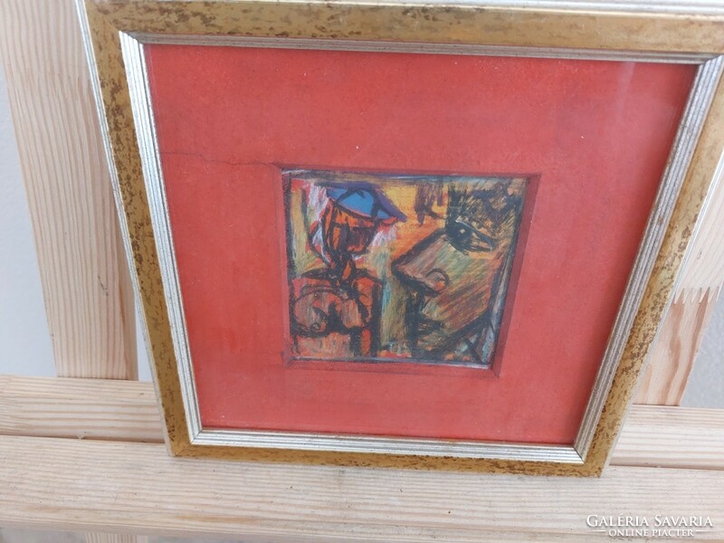 (K) small signed cubist picture with 23x23 cm frame