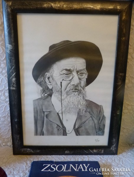 Portrait of Vilmos Zsolnay / ink drawing.