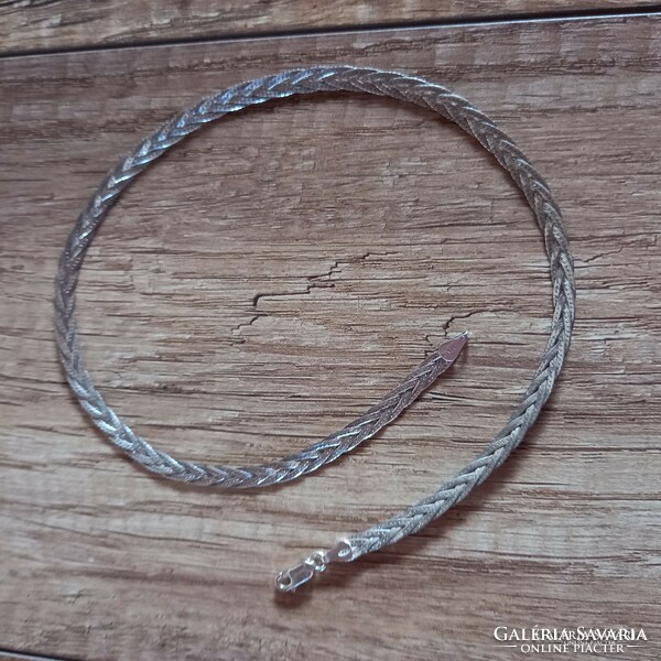 Silver flat braided necklace
