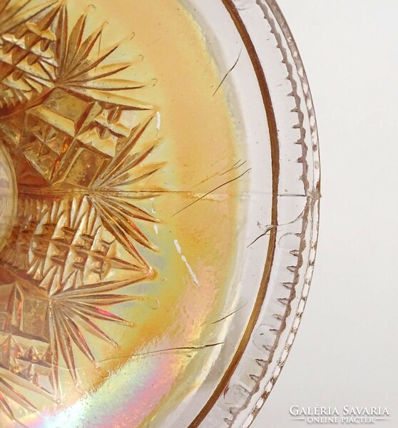 1Q781 Régi irizáló FENTON CARNIVAL üveg asztalközép kínáló 13.5 cm