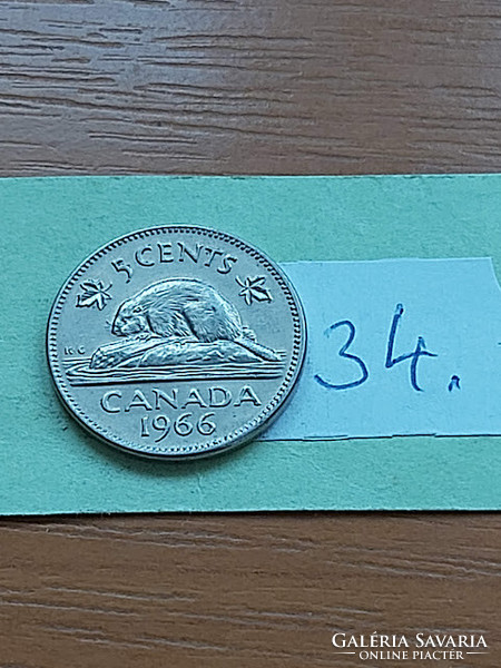 KANADA 5 CENT 1966  II. Erzsébet királynő, Nikkel  34